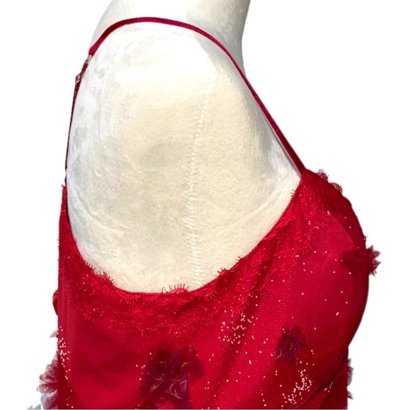 MARCHESA Evening Gown notte wine floral appliqué trumpet gown dress 16 - Picture 5 of 16